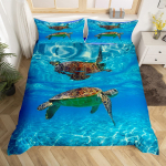Mereloomade tekikottide komplekt Kilpkonnapildiga Voodipesukomplektid Kuninganna suurus 3D Suurep&auml;rane luksuslik teki kattekomplekt Mereliigi tekikatte EU Single(135*200cm)3pcs