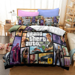 Videom&auml;ngu GTA V Voodipesukomplekt 3D Prindid Tekikatted Grand Theft Auto &Uuml;heinimesevoodi Kattekomplekt Voodipesu Poistele T&auml;iskasvanutele Kodu Dekoor EU Single(135*200cm)3pcs
