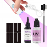 UV-juuksepikenduste komplekt: 30g Kiirkinnituv Liim + 30ml Eemaldaja & Silmakaitseprillid | Veekindlad N&auml;htamatud Sidemed | T&auml;ielik Salongi & Kodu S&uuml;steem A set