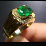 Smaragd Ovaalne L&otilde;ige Kuldsekattega 925 Sterling H&otilde;bedast S&otilde;rmus Meestele #295 JL375732384909 4-16 US kuld