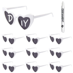 100-10 tk DIY Pulmaprillid Personaliseeritud S&uuml;damekujulised P&auml;ikeseprillid Kirjutusvahendiga Bachelorette peo Prillid Pruutneitsi Kingitused K&uuml;lalistele 10Pcs glasses 1pen valge