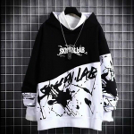 Hip Hop Hoodie Meeste moodne pikkade varrukatega pullover, avara &uuml;laosaga paarile m&otilde;eldud kapuuts L must