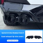 BMW G60 2025-2026 jaoks Tagumine sabaosa nelja v&auml;ljalaskeavaga summutitorikate on muudetud mustaks v&auml;rvitud summutitoritoru viimistlusega matt must v&auml;rv