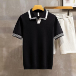 Meeste retro suvine kootud polo t-s&auml;rk - Mugav, kerge, trendikas, l&uuml;hikeste varrukatega rev&auml;&auml;riga disain Triple Extra Large must