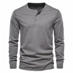 Meeste pikkade varrukatega Henley s&auml;rk Raskekaaluline Vintage Vastupidav Meeste Slim &Uuml;mara kaelusega Pikkade varrukatega T-s&auml;rk Meeste M