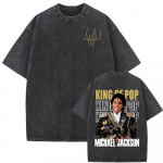 Popkuningas Michael Jackson Thriller Vintage Pesitud T-s&auml;rk Unisex Harajuku Hip Hop Stiilis Suvine &Uuml;mmarguse Kaelusega Vabaaja Top T-s&auml;rk S