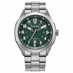 CITIZEN Eco-Drive Seeria 100 Meetrit Veekindel Kuup&auml;evan&auml;idik P&auml;ikeseenergia Kvartsterasest Rihm 41,2 mm Meeste K&auml;ekell Roheline Tihvt AW1890-51X roheline