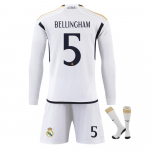 Real Madrid Bellingham Pikkade varrukatega jalgpallis&auml;rk Laste spordir&otilde;ivad Hingav Kiiresti kuivav Noorte treeningm&auml;ngu s&auml;rk Ametlikult litsentseeritud 120-130 cm