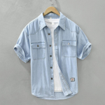Noorte kirjandus- ja vabaaja t&ouml;&ouml;riided Denim-s&auml;rk Noorte kraega avar l&uuml;hikeste varrukatega s&auml;rk 3XL helesinine v&auml;rv