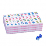 Yousheng 166 tk 30 mm miniatuurset Ameerika Mahjongi plaate koos 2 t&auml;ringu, 4-kihilise graveeritud Mahjongi plaadikomplekti, Mah Jongg laua-m&auml;ngu plaadid reisimiseks, perele roosa