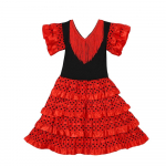 Moodne tutiga hispaania tantsukleit l&uuml;hikeste varrukatega t&auml;piline disain mustlasikleit traditsiooniline klassikaline traditsiooniline hispaania kleit cosplay 4 -4-5 Years- punane