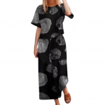 2 tk/komplekt Naiste T-s&auml;rk P&uuml;ksid &Uuml;likond O Kaelus L&uuml;hikeste Varrukatega Tr&uuml;kitud Lahtine &uuml;laosa k&otilde;rge elastne v&ouml;&ouml;koht laia s&auml;&auml;rega &uuml;heksandad p&uuml;ksid Casual Daily Wear top p&uuml;kste komplekt S must