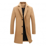 Meeste Talvine Lapel Kraega Villane &Uuml;he Rinnaga Taskutega Suur Suurus Trenchcoat XL khaki