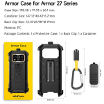 Ulefone Tagak&uuml;lje Klambriga Telefonikott Karabiiniga Ulefone Armor 27 / 27 Pro / 27T / 27T Pro Mobiiltelefonidele must