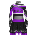 T&uuml;drukute pikak&auml;eline kirjatr&uuml;kiga s&auml;ravate kivikestega v&auml;rviplokkidega cheerleadingu top ja lavapresentatsiooni seelikukomplekt 13-14 Years lilla