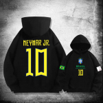 Maailmameister Brasiilia Neymar 10 kapuutsiga kampsun kevad-s&uuml;gis noorte jalgpall lahtine fliis paks mantel 155XXS