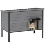 Ilmastikukindel kassimaja liigendkatuse, eemaldatava p&otilde;randa ja sissep&auml;&auml;suga, 1-2 kassile kuni 12 kg, 85x55x70 cm, Helehall 85 x 55 x 70 cm helehall v&auml;rv