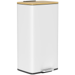 K&ouml;&ouml;gikast 20L, Kaanega pedaaliga pr&uuml;gikast, Bambusest kaas pehme sulgumisega, Eemaldatav sisekorv, Valge 29.5 x 29.5 x 56.8 cm