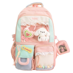 Koolikott Koolihooaeg &otilde;pilase koolikott Korea &uuml;likoolistiil suur mahutavus keskkooli&otilde;pilase seljakott armas mitme sektsiooniga l&auml;bipaistev seljakott Single pack with accessory roosa