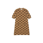 GUCCI Gg Jacquard &Uuml;mmarguse kaelusega kootud kleit 718630-XKCNA-2668 L pruun