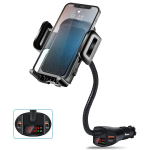 Autosigareti s&uuml;&uuml;taja telefoni hoidik 18W kiirlaadimisega, topelt USB-liides, auto navigatsioonihoidik must