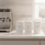 3-osaline k&ouml;&ouml;gikonteinerite komplekt &Otilde;hukindel hoiustamine T&ouml;&ouml;pinna metallkonteinerid kaantega White 3-piece SET