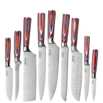 9 tk Jaapani Santoku Nuga Komplekt Damaskuse Muster K&ouml;&ouml;ginoad 5Cr15MOV Roostevabast Terasest Peakoka Hakkimispitka Kasulik Viilutusvahend 9PCS