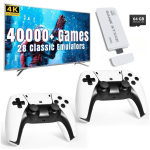 Traadita retro m&auml;ngukonsool 40 000 sisseehitatud klassikalise m&auml;nguga, 4K HDMI TV v&auml;ljund, 2,4G traadita kontroller, 64G nostalgiline m&auml;ngupulk black