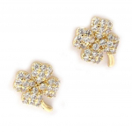 Les Tr&eacute;sors De Lily [K6652] &ndash; kullatud k&otilde;rvar&otilde;ngad '4 Leaf Clovers' kuldne valge &ndash; 14x10 mm kuld