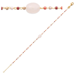 Les Tr&eacute;sors De Lily [R1118] - Bracelet Plaqu&eacute; Or 'Boho' rose rouge dor&eacute; (quartz rose) - 8x6 mm Heleroosa