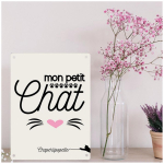Les Tr&eacute;sors De Lily [R1135] - Plaque m&eacute;tal r&eacute;tro 'Chats' beige noir (Mon petit Chat) - 20x15 cm valge