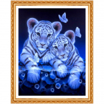 Teemanttikandid Loomad Tiiger Teemant Round Diamant Painting 20X30CM