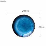 Jaapani ahi, sinine madal taldrik, lame taldrik, &uuml;mmargune kandik liharoog, taldrik pastaroog kodune s&ouml;&ouml;gin&otilde;u C