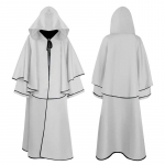 Meeste naiste Cosplay kleit Halloweeni hommikumantel Grim Reaper Mantel Cosplay kost&uuml;&uuml;m Anime kapuutsiga lavakost&uuml;&uuml;m S valge