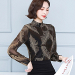 2021. aasta s&uuml;gise v&otilde;rkv&otilde;rk, vintage pikkade varrukatega T-s&auml;rk hele siidist poolk&otilde;rge kraega pluus Naiste elegantsed seksikad lillad topsid Blusa 16728 M kuld