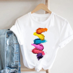 Naiste suvine moe T-s&auml;rk L&uuml;hike triibuline meigitr&uuml;kk Kevadvarrukatega Naiste r&otilde;ivad, vabaaja graafiline T-s&auml;rk XL