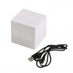 Moodne puidust kuubikuga digitaalne LED-termomeeter, taimer, kalender, laua &auml;ratuskell must