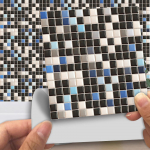 10 tk K&otilde;vad plaadid Mustad sinised Mosaiik Seinakleebised &Uuml;lekanded Lamedalt prinditud 2D K&ouml;&ouml;gi vannitoa sisekujunduse koorimiseks ja k&ouml;&ouml;gi vannitoa kaunistamiseks 30cm&times;30cm&times;10pcs elevandiluuvalge
