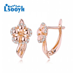 LSOOYH Flower Clip K&otilde;rvar&otilde;ngad Roosa kulla v&auml;rvi Moodne k&otilde;rvar&otilde;ngas Naistele &Otilde;&otilde;nes kuupmeetri tsirkooniumoksiidist k&otilde;rvar&otilde;ngad Ehted A