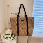 Yogodlns Summer Straw Women Suure mahutavusega k&auml;sitsi valmistatud ranna &otilde;lakott Reisipuhkuse vabaaja kandekott 46x15x36cm khaki