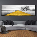 Maastik Rahulik j&auml;rv Kuldne pikk silla puustseen L&otilde;uendimaal moodsa seinakunsti jaoks Elutuba Magamistuba Kodukaunistus Ilma raamita 60*170cm