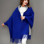 S&uuml;gistalvine daami tutt kootud r&auml;tik kampsun naiste tugeva tutiga Batwing varrukatega pont&scaron;o kardigan wrap kiik One Size sinine