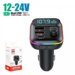 C29 auto FM-saatja Bluetooth 5.0 MP3-m&auml;ngija DC12V/24V sisend Kahe USB 3.1A + PD 3.1A kiirlaadimisega autolaadija