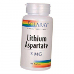 Liitium aspartaat, liitium aspartaat 5, Solaray 100 taimekapslit (36411037) 100vcaps