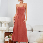 Naiste &ouml;&ouml;s&auml;rgid Slip Magamiskleidid U-kaelusega Slim Fit pidžaamad &Ouml;&ouml;r&otilde;ivad Vabaaja salongi kevadsuvi kodukandmine S telliskivipunane v&auml;rv