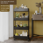 2/3/4 kihiga kitsa vahega hoiurest K&ouml;&ouml;k Vannitoa riiulid Korraldaja Mobiilne &otilde;huke hoiuk&auml;ru koos rattak&auml;ruga S&auml;&auml;stke ruumi 4 layers 40.5*13.5*87cm must