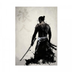 Jaapani samurai tindiga kunst l&otilde;uendimaal Figuuri portree plakat Prindid Elutuba Magamistuba Must Valge Abstraktne Seinakunst Pildid Kaasaegne kodukaunistus 50x70cm No Frame