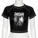 Naiste T-s&auml;rk Crop Top Harajuku Retro Korea Must Demon Punk Gooti Anime Tr&uuml;kir&otilde;ivad &Otilde;huke Anime L