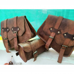 Ehtsast kitsenahast sadulakott COMBO Mootorratta kiigek&auml;epidemega kahvlid t&ouml;&ouml;riista esikahvel pruun