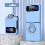 Luksusliku &uuml;li&otilde;hukese nahaga Samsung Galaxy Z Flip 4 3 &uuml;mbrise jaoks - Matte r&otilde;nga hoidja Kokkupandav p&otilde;rutuskindel kaitse k&otilde;va seljaga &uuml;mbris For Samsung Z Flip 4 lilla